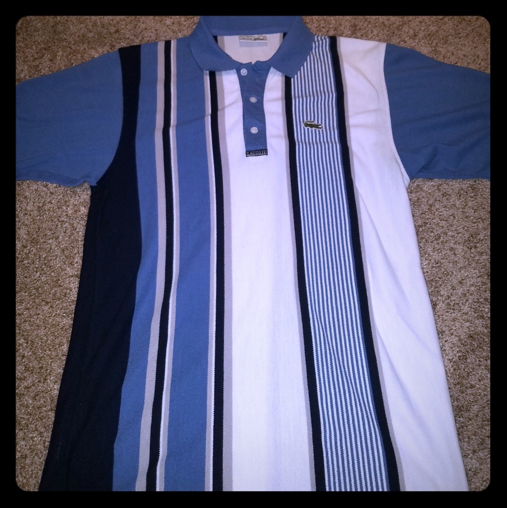 Vintage Chemise Lacoste Blue Stripe Polo
